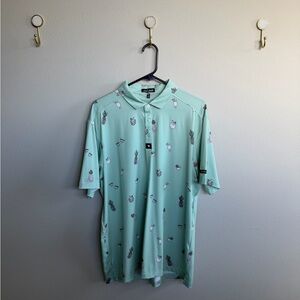 Bad Birdie Mint Polo with Pineapple Design
